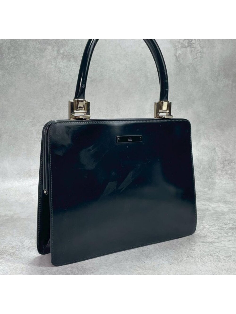 Gucci Handbag Black Gold Leather